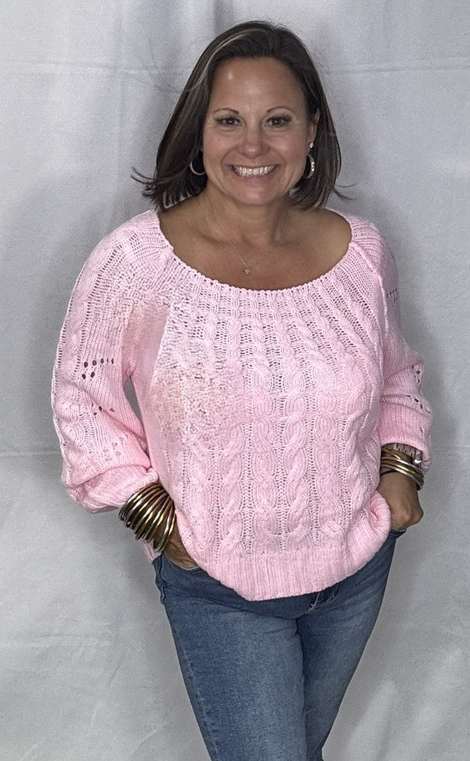 Cotton Candy Cable Knit Sweater