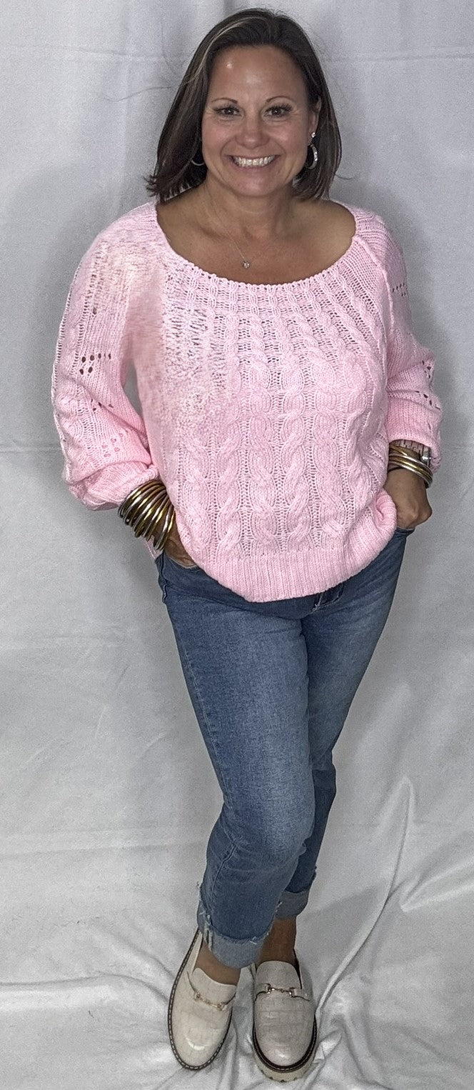 Cotton Candy Cable Knit Sweater