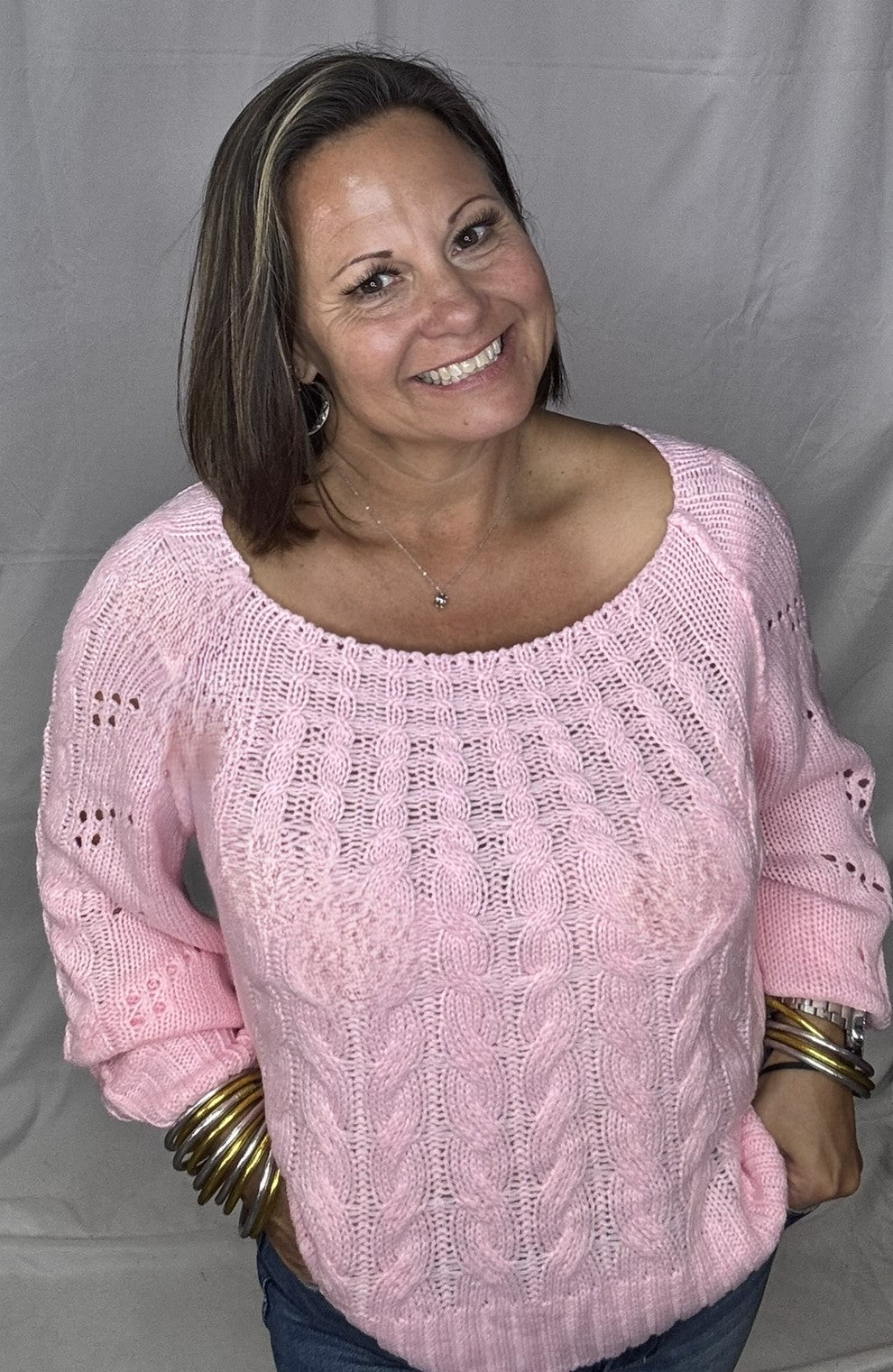 Cotton Candy Cable Knit Sweater