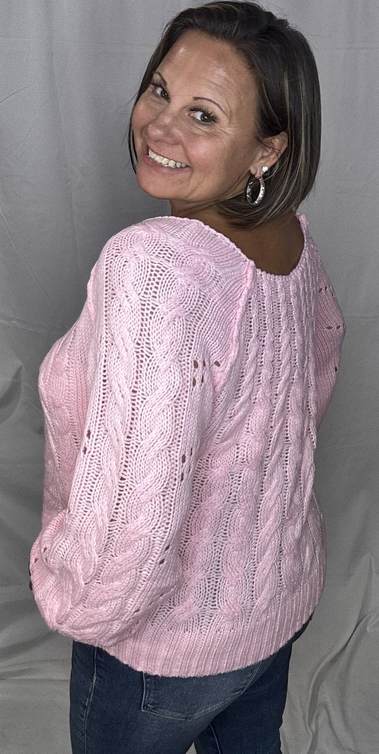 Cotton Candy Cable Knit Sweater