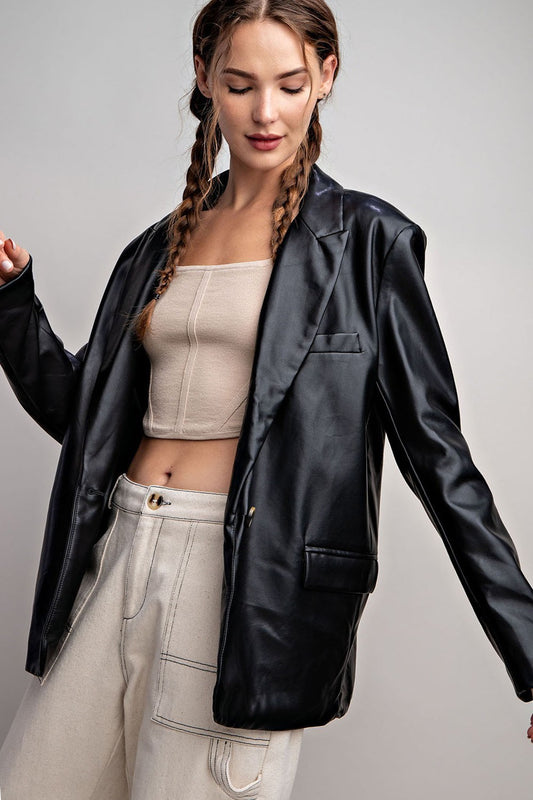 Manhattan Faux Leather Blazer