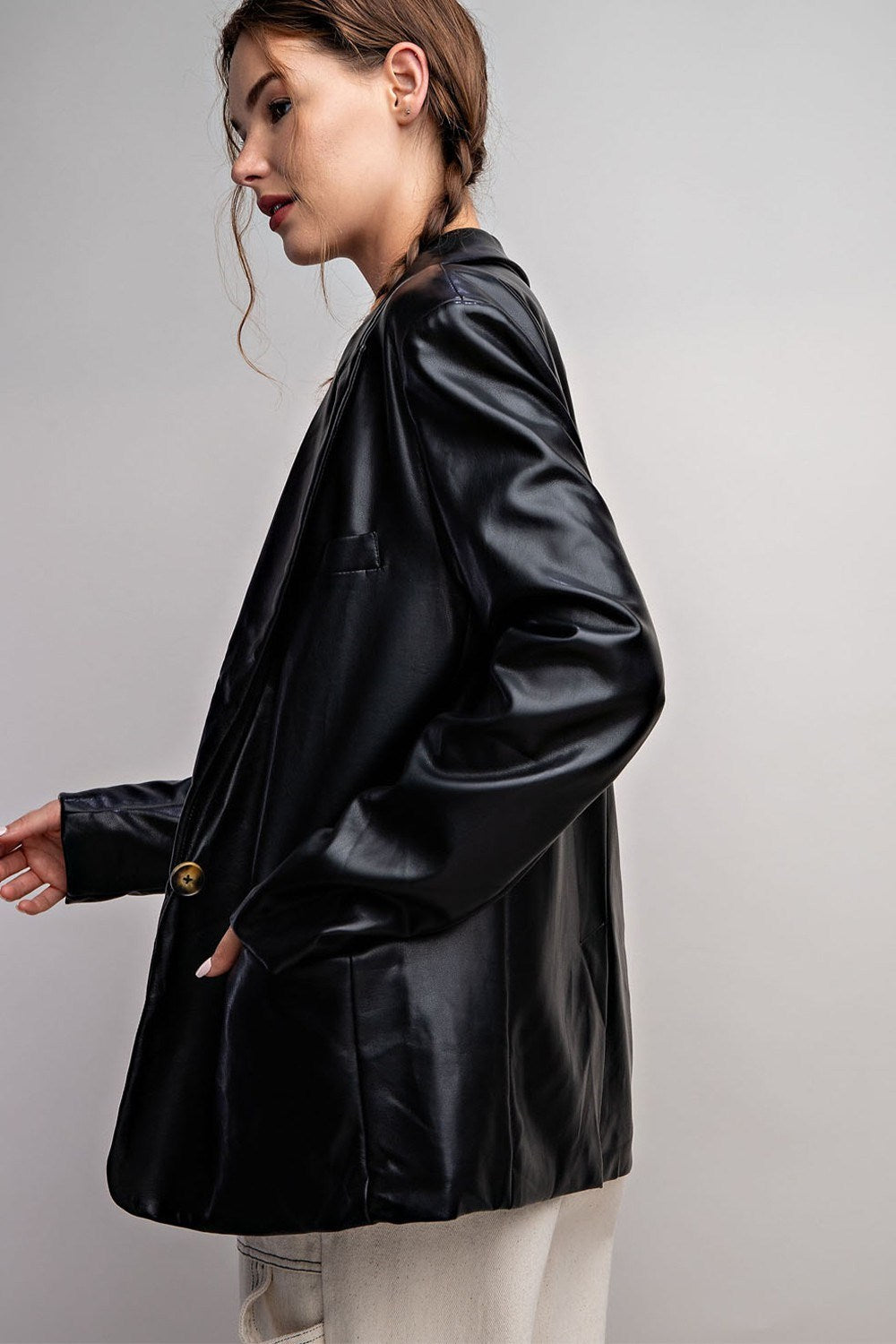 Manhattan Faux Leather Blazer