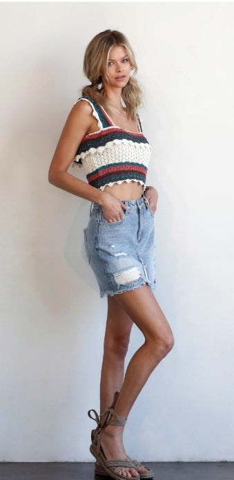 Cali Cutoff Denim Mini Skirt