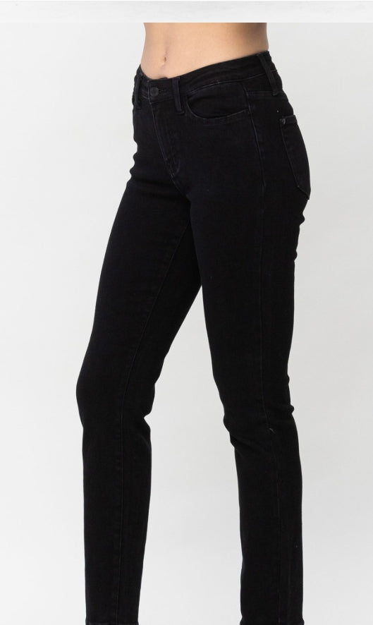 Judy Blue Noir Mid Rise Skinny Jeans