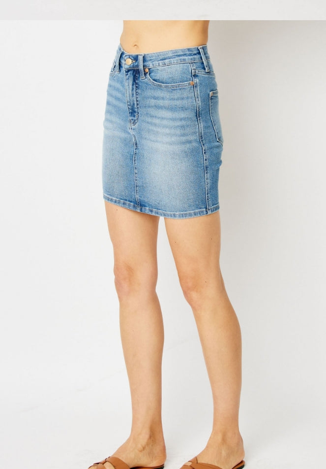 Judy Blue Work It Tummy Control Denim Skirt - Final Sale