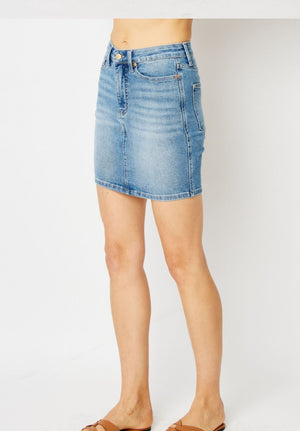 Judy Blue Work It Tummy Control Denim Skirt - Final Sale