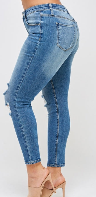Riviera Rise Distressed Ankle Skinnies - Plus