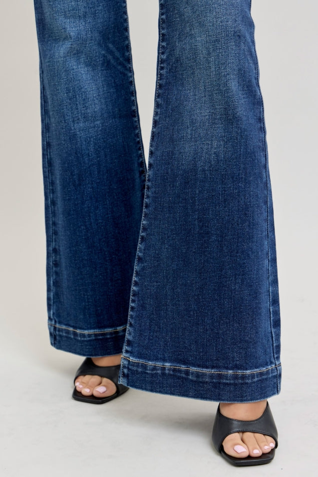 Close-up of flare jeans cuff