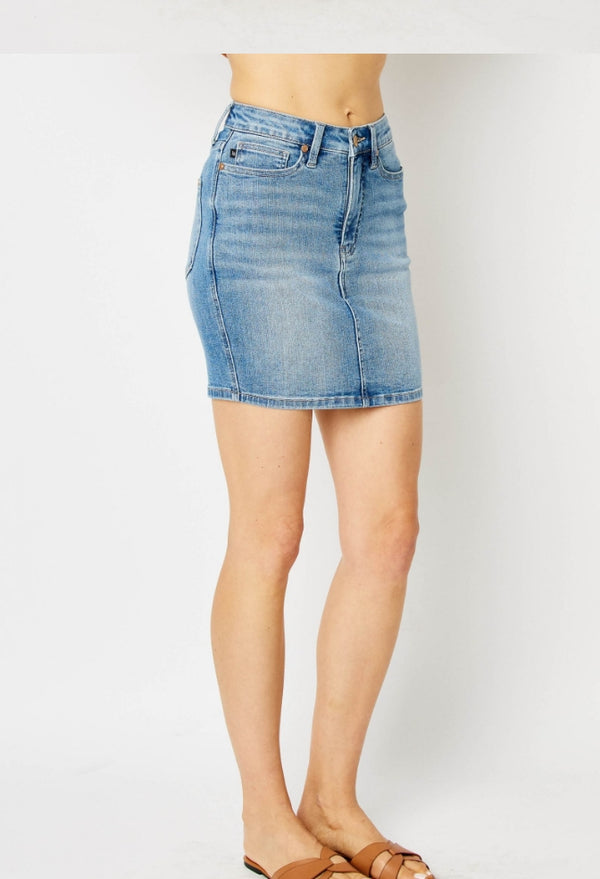 Judy Blue Work It Tummy Control Denim Skirt - Final Sale