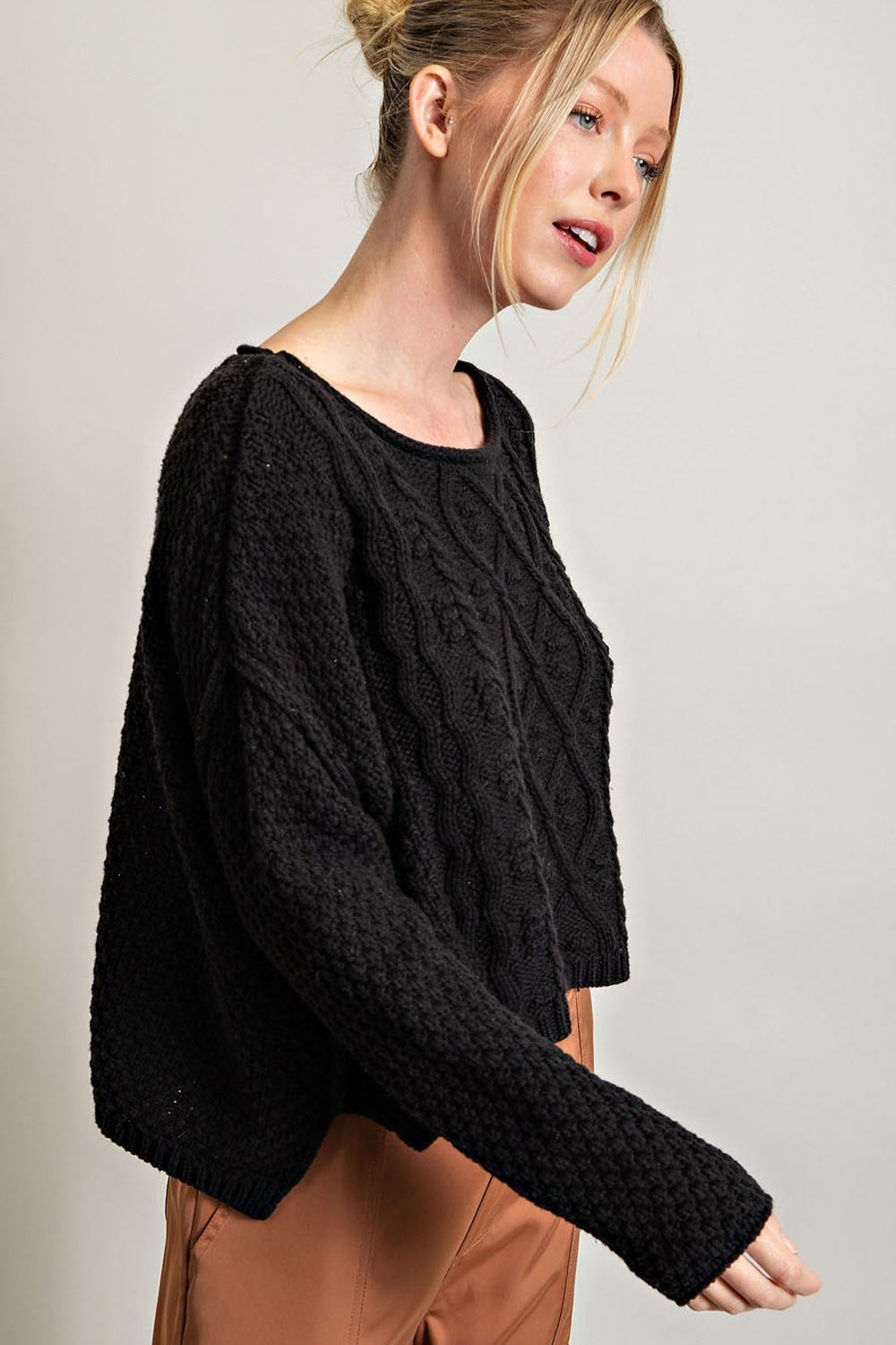 Brooklyn Cable Crop Sweater