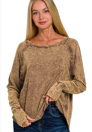 Dahlia Mineral Wash Thumbhole Top
