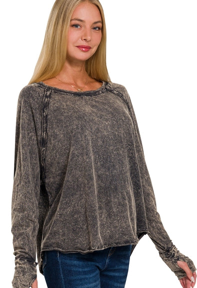 Dahlia Mineral Wash Thumbhole Top