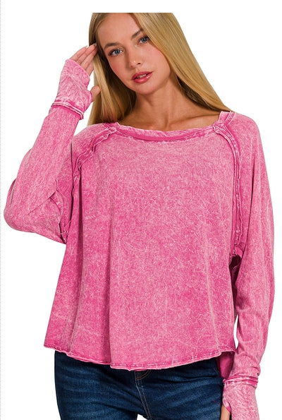 Dahlia Mineral Wash Thumbhole Top