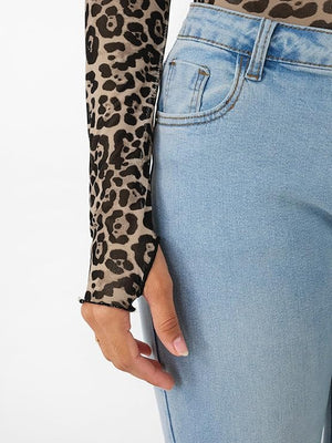 Simply Leopard Mesh Round Neck Top