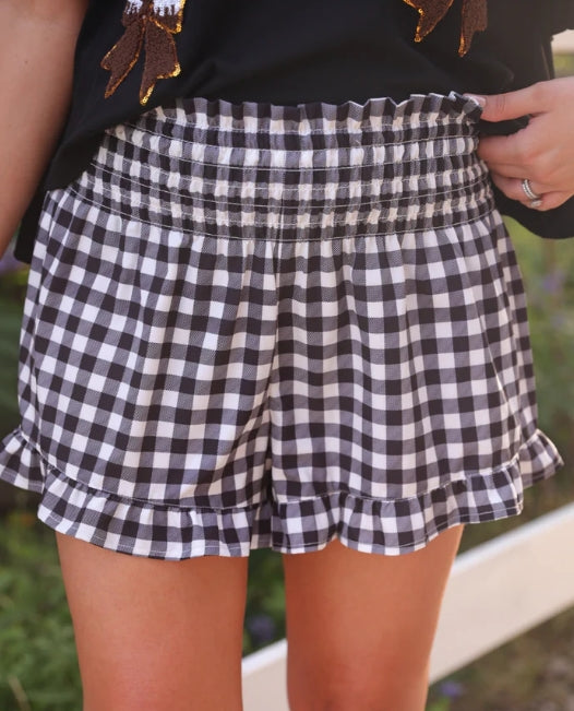 Sunny Strolls HW Shorts - Blk Gingham