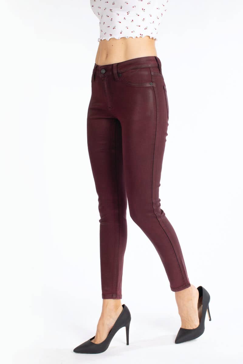 Bordeaux Coated Skinny Pants