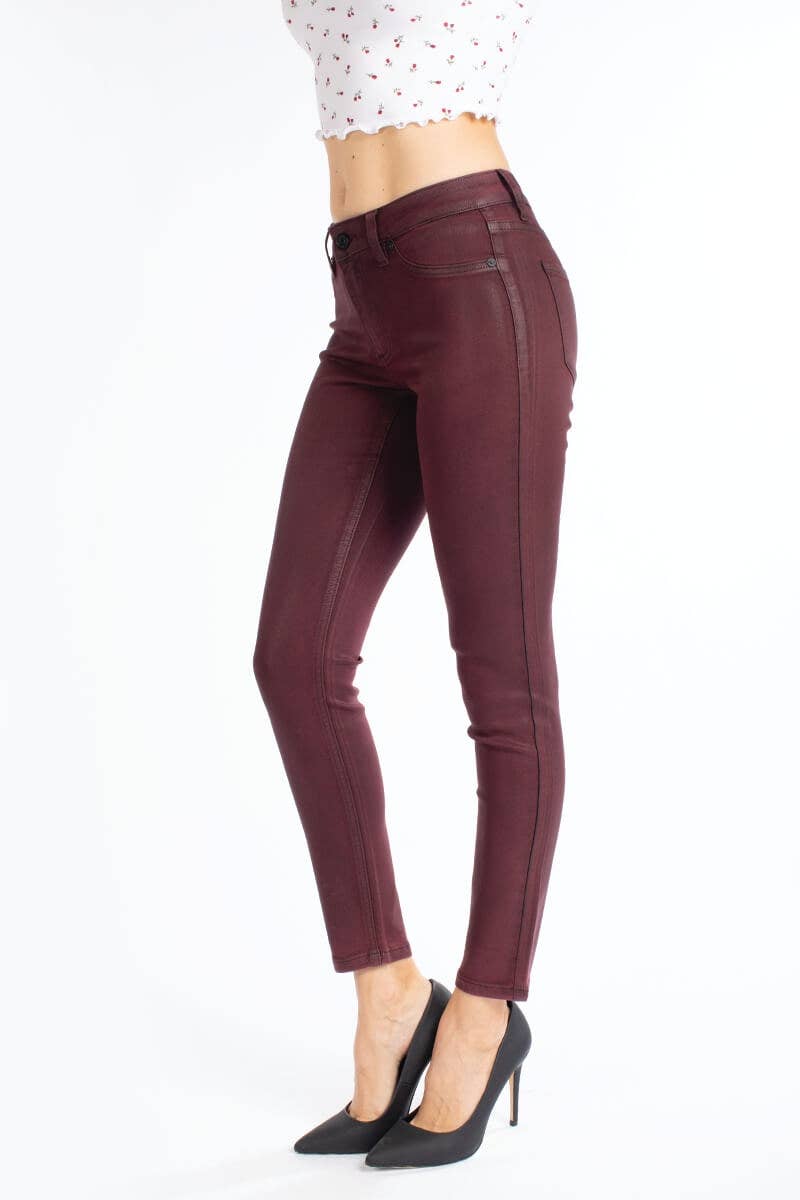 Bordeaux Coated Skinny Pants