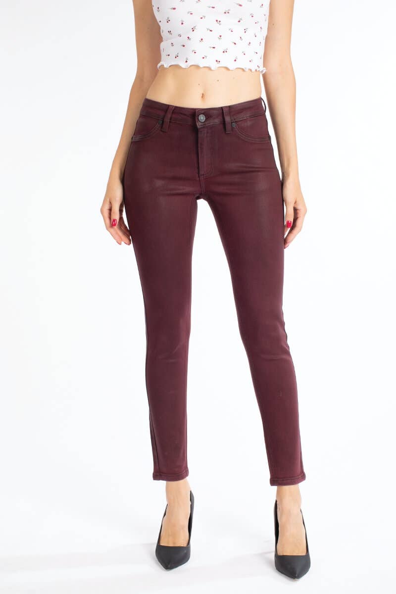 Bordeaux Coated Skinny Pants