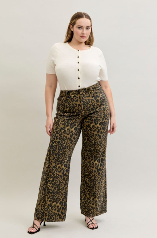 Plus Size Wild Streak Wide Leg Jeans
