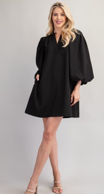 Stephanie V-Neckline Flutter Sleeve Dress